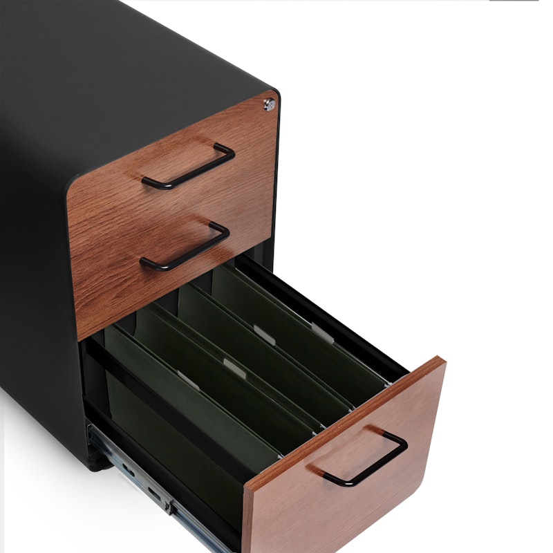 Black + Walnut Stow 3-Drawer File Cabinet,Walnut,hi-res image number 4